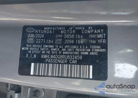 2024 Hyundai Elantra Sel из США, поврежденный, VIN KMHLM4DG8RU832459